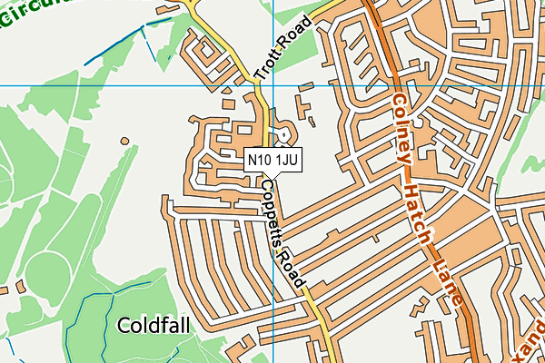 N10 1JU map - OS VectorMap District (Ordnance Survey)