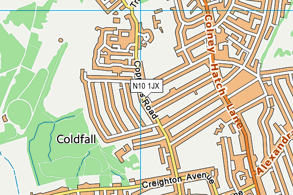 N10 1JX map - OS VectorMap District (Ordnance Survey) N10 1JX map - OS VectorMap District (Ordnance Survey)