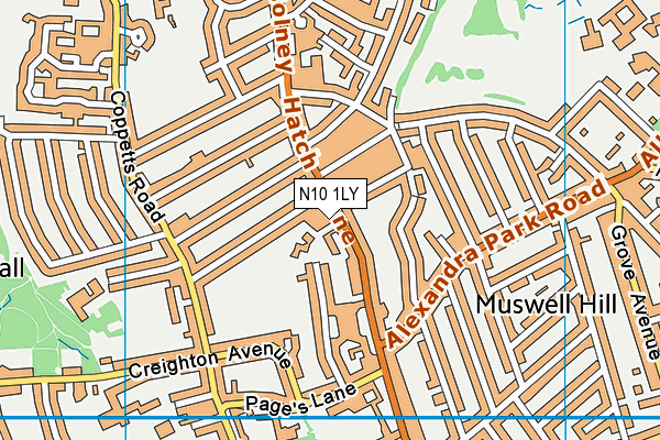 N10 1LY map - OS VectorMap District (Ordnance Survey) N10 1LY map - OS VectorMap District (Ordnance Survey)