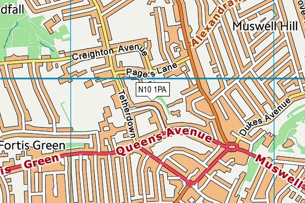 N10 1PA map - OS VectorMap District (Ordnance Survey) N10 1PA map - OS VectorMap District (Ordnance Survey)