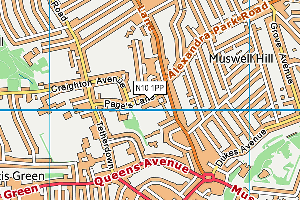 N10 1PP map - OS VectorMap District (Ordnance Survey) N10 1PP map - OS VectorMap District (Ordnance Survey)