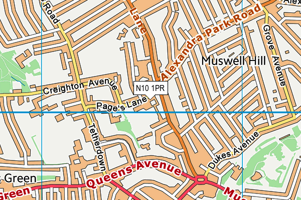 N10 1PR map - OS VectorMap District (Ordnance Survey) N10 1PR map - OS VectorMap District (Ordnance Survey)