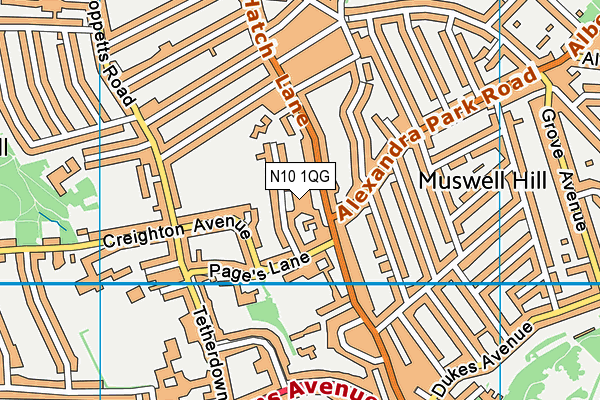 N10 1QG map - OS VectorMap District (Ordnance Survey) N10 1QG map - OS VectorMap District (Ordnance Survey)