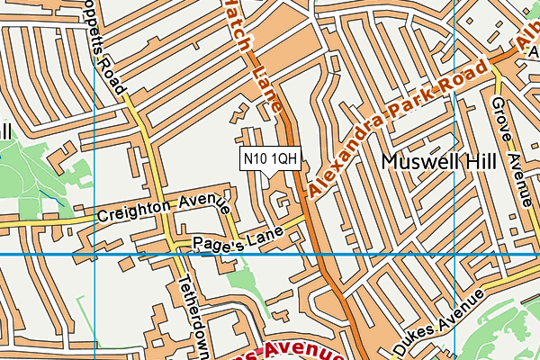 N10 1QH map - OS VectorMap District (Ordnance Survey) N10 1QH map - OS VectorMap District (Ordnance Survey)