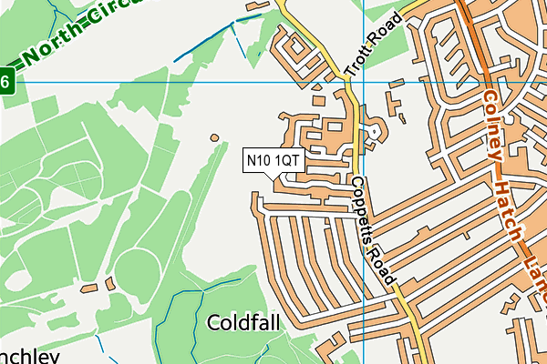 N10 1QT map - OS VectorMap District (Ordnance Survey)