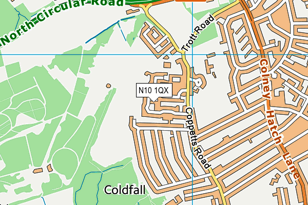 N10 1QX map - OS VectorMap District (Ordnance Survey)