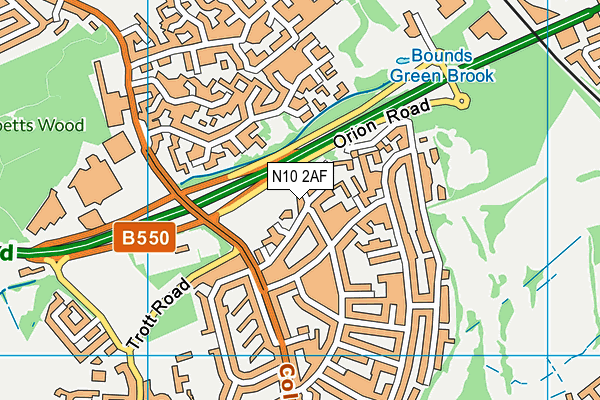 N10 2AF map - OS VectorMap District (Ordnance Survey) N10 2AF map - OS VectorMap District (Ordnance Survey)
