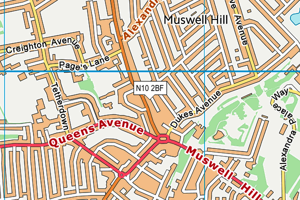 N10 2BF map - OS VectorMap District (Ordnance Survey) N10 2BF map - OS VectorMap District (Ordnance Survey)