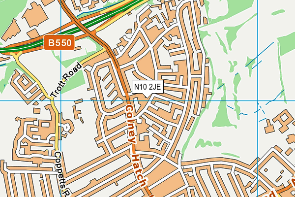N10 2JE map - OS VectorMap District (Ordnance Survey) N10 2JE map - OS VectorMap District (Ordnance Survey)