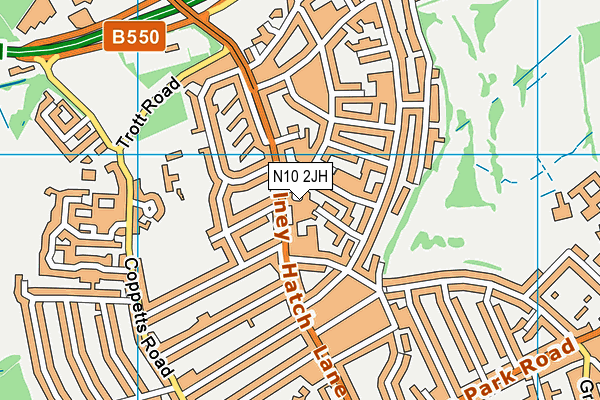 N10 2JH map - OS VectorMap District (Ordnance Survey) N10 2JH map - OS VectorMap District (Ordnance Survey)