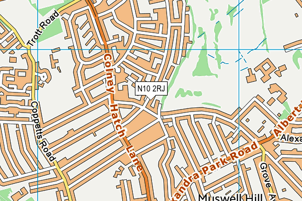 N10 2RJ map - OS VectorMap District (Ordnance Survey) N10 2RJ map - OS VectorMap District (Ordnance Survey)