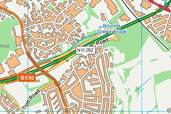 N10 2RZ map - OS VectorMap District (Ordnance Survey)