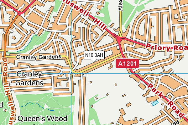 N10 3AH map - OS VectorMap District (Ordnance Survey)