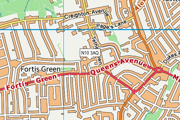 N10 3AQ map - OS VectorMap District (Ordnance Survey)