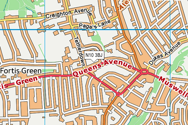 N10 3BJ map - OS VectorMap District (Ordnance Survey) N10 3BJ map - OS VectorMap District (Ordnance Survey)