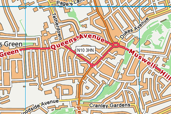 N10 3HN map - OS VectorMap District (Ordnance Survey) N10 3HN map - OS VectorMap District (Ordnance Survey)