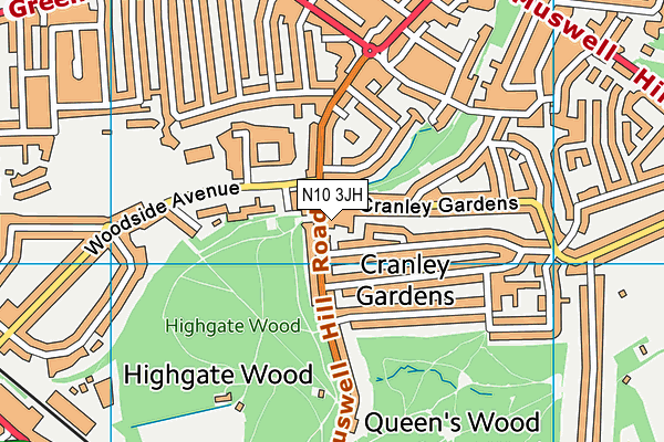 N10 3JH map - OS VectorMap District (Ordnance Survey) N10 3JH map - OS VectorMap District (Ordnance Survey)