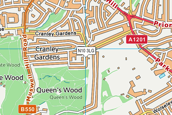 N10 3LG map - OS VectorMap District (Ordnance Survey)