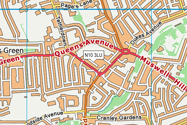 N10 3LU map - OS VectorMap District (Ordnance Survey) N10 3LU map - OS VectorMap District (Ordnance Survey)