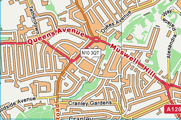 N10 3QT map - OS VectorMap District (Ordnance Survey) N10 3QT map - OS VectorMap District (Ordnance Survey)
