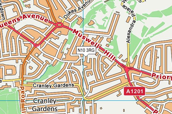 N10 3RG map - OS VectorMap District (Ordnance Survey) N10 3RG map - OS VectorMap District (Ordnance Survey)