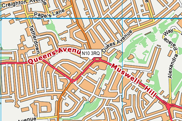 N10 3RQ map - OS VectorMap District (Ordnance Survey)