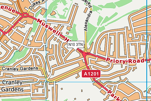 N10 3TN map - OS VectorMap District (Ordnance Survey) N10 3TN map - OS VectorMap District (Ordnance Survey)