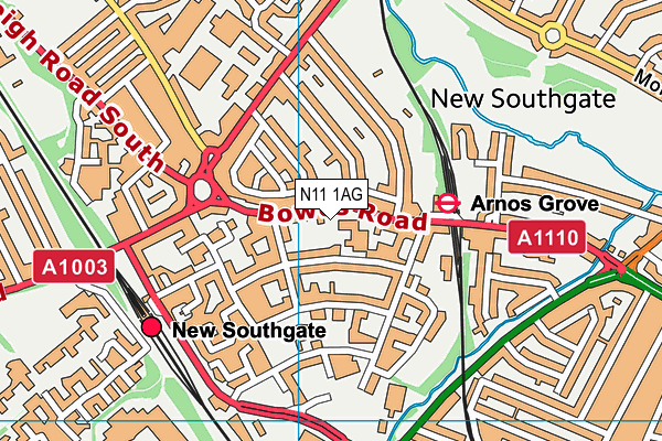 N11 1AG map - OS VectorMap District (Ordnance Survey) N11 1AG map - OS VectorMap District (Ordnance Survey)