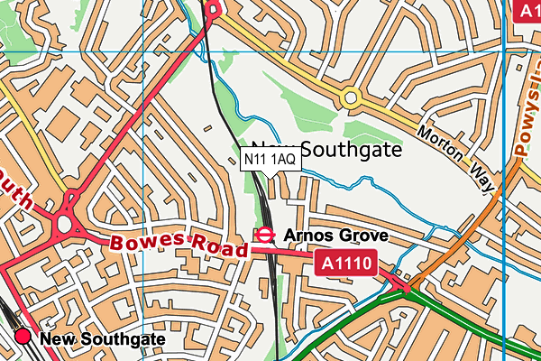 N11 1AQ map - OS VectorMap District (Ordnance Survey)