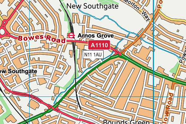 N11 1AU map - OS VectorMap District (Ordnance Survey)