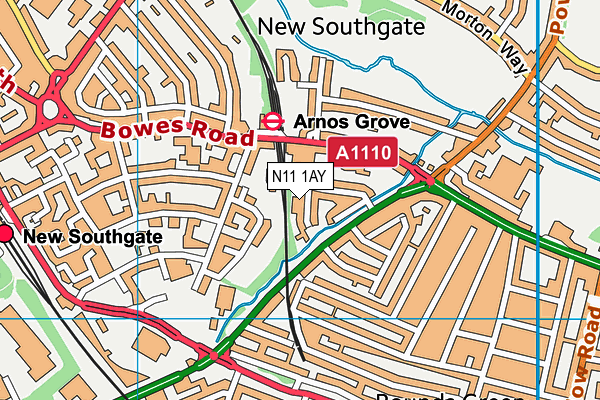 N11 1AY map - OS VectorMap District (Ordnance Survey) N11 1AY map - OS VectorMap District (Ordnance Survey)