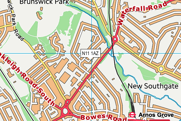N11 1AZ map - OS VectorMap District (Ordnance Survey)