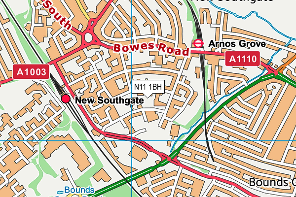 N11 1BH map - OS VectorMap District (Ordnance Survey)
