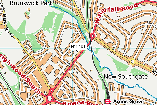 N11 1BT map - OS VectorMap District (Ordnance Survey)