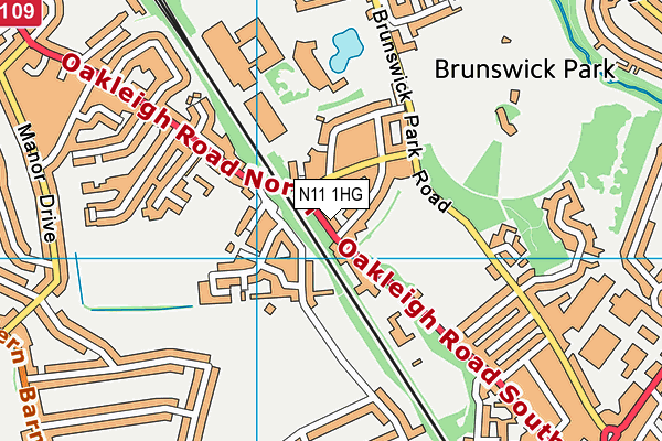 N11 1HG map - OS VectorMap District (Ordnance Survey) N11 1HG map - OS VectorMap District (Ordnance Survey)