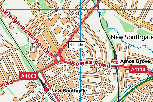 N11 1JA map - OS VectorMap District (Ordnance Survey)