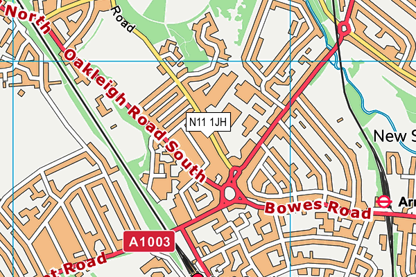 N11 1JH map - OS VectorMap District (Ordnance Survey)