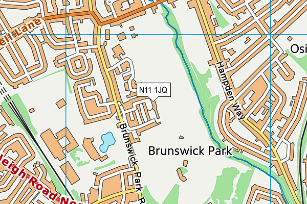 N11 1JQ map - OS VectorMap District (Ordnance Survey)