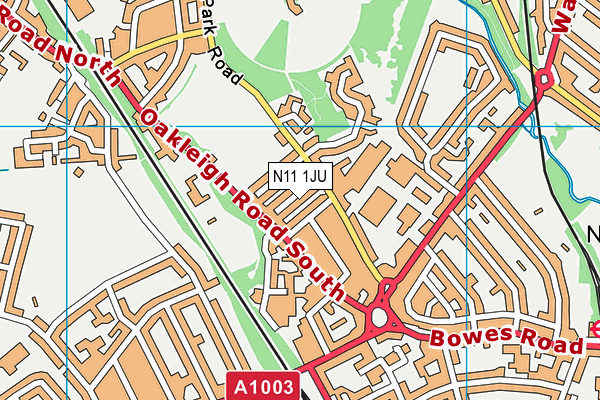 N11 1JU map - OS VectorMap District (Ordnance Survey)