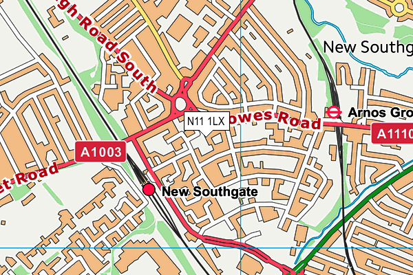 N11 1LX map - OS VectorMap District (Ordnance Survey)
