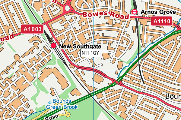 N11 1QY map - OS VectorMap District (Ordnance Survey)