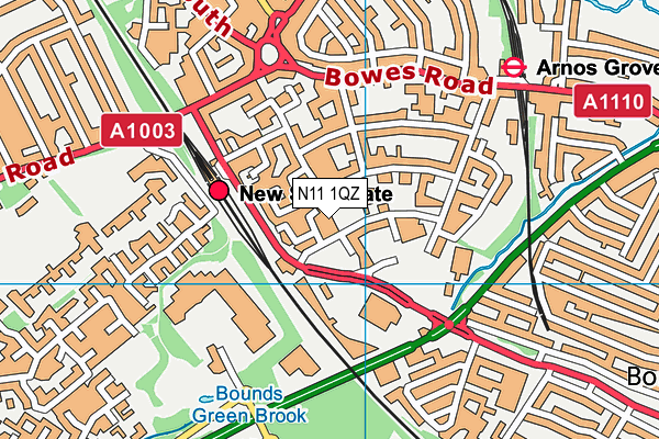 N11 1QZ map - OS VectorMap District (Ordnance Survey)