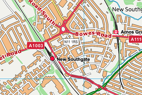 N11 1RS map - OS VectorMap District (Ordnance Survey)