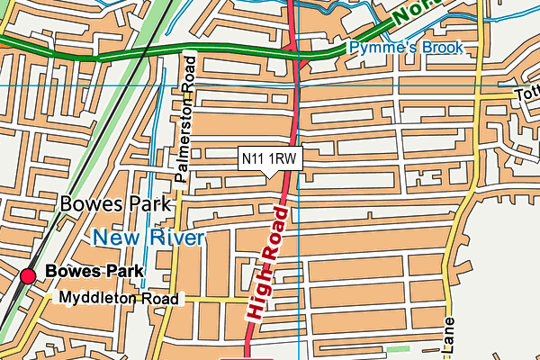 N11 1RW map - OS VectorMap District (Ordnance Survey) N11 1RW map - OS VectorMap District (Ordnance Survey)
