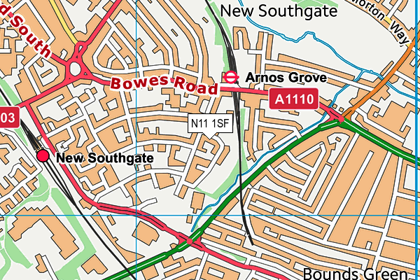 N11 1SF map - OS VectorMap District (Ordnance Survey)
