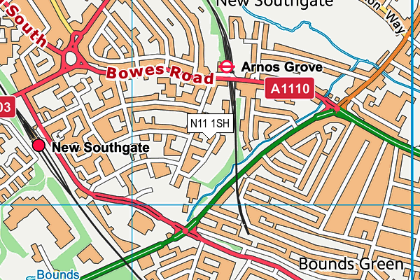 N11 1SH map - OS VectorMap District (Ordnance Survey)
