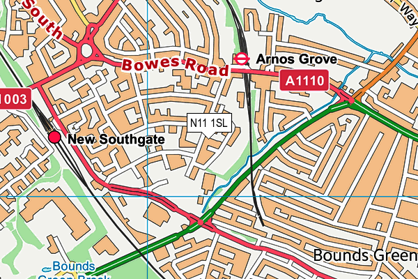N11 1SL map - OS VectorMap District (Ordnance Survey)