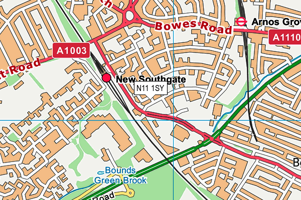 N11 1SY map - OS VectorMap District (Ordnance Survey)