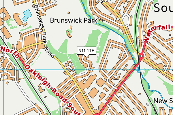 N11 1TE map - OS VectorMap District (Ordnance Survey)