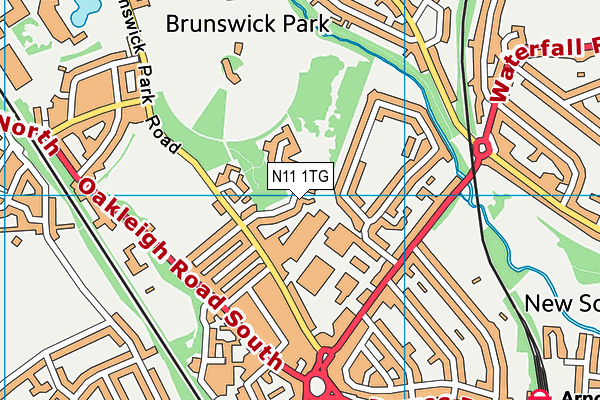 N11 1TG map - OS VectorMap District (Ordnance Survey)